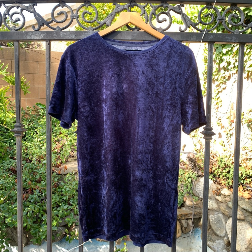 Men’s Zara Blue Velour Short Sleeve Shirt